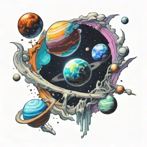 Bipolar Disorder and Space with Planets tattoo design idea