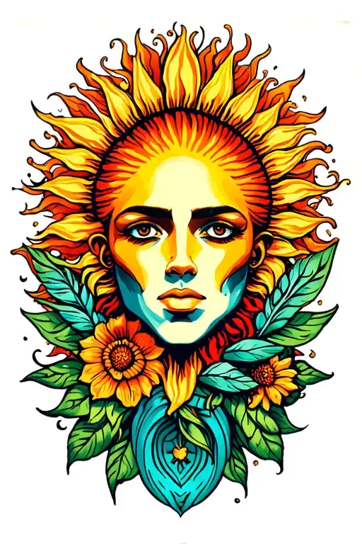 sublime sun half sleeve tattoo design idea