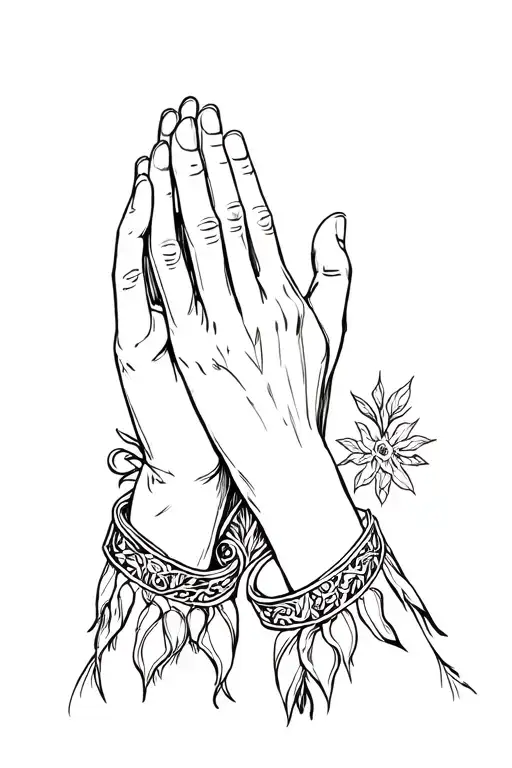 praying hands western tattoo design idea