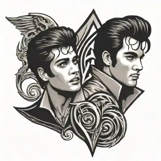 prince symbol and Elvis symbol intertwined tattoo design idea