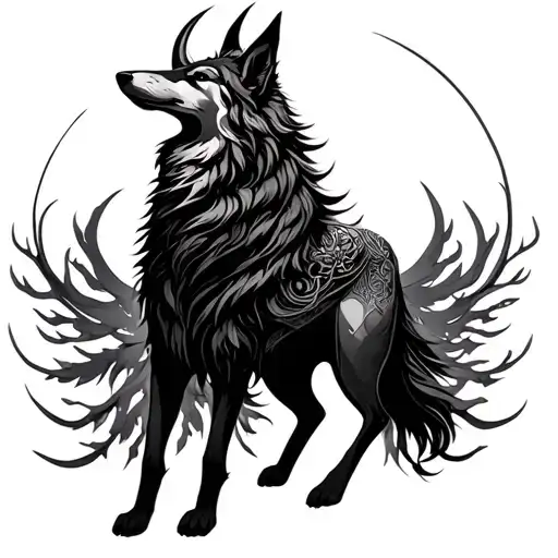 wolf goddess Taurus spirituality  tattoo design idea