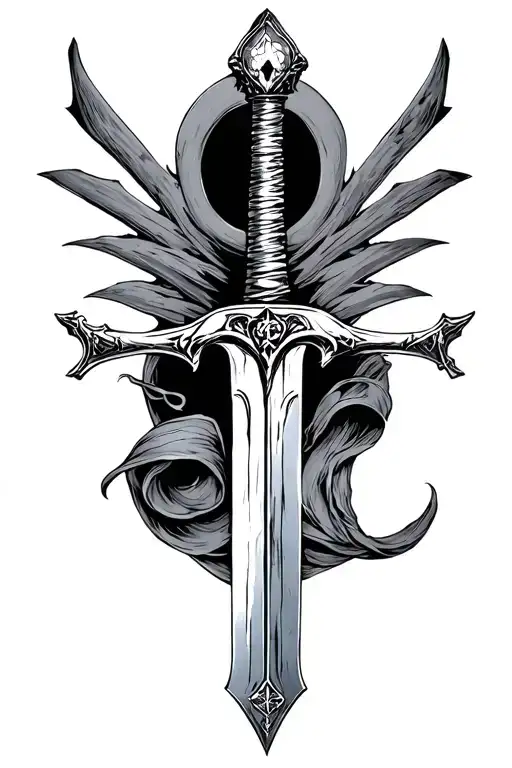 memento mori templar sword tattoo design idea