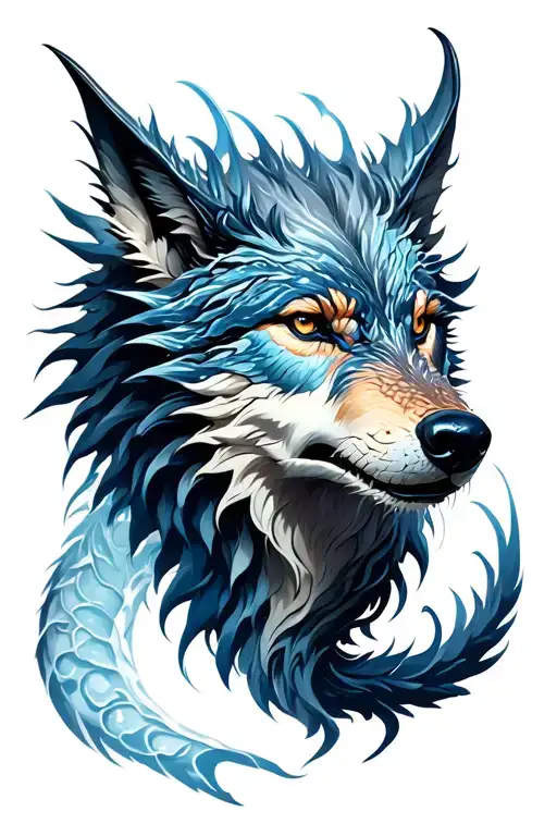 Wolf spirit dragon tattoo design idea