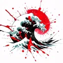 Japanese wave negative space tattoo design idea