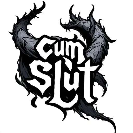 "Cum Slut" Devils tail. Evil tattoo design idea