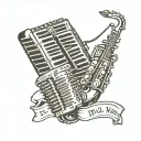 accordion, saxophone, 'i did it my way' tattoo design idea