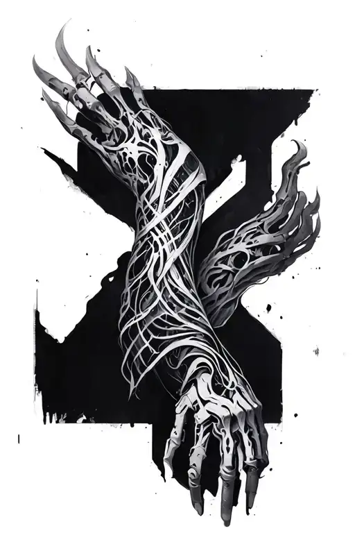 biomech arm sleeve tattoo design idea