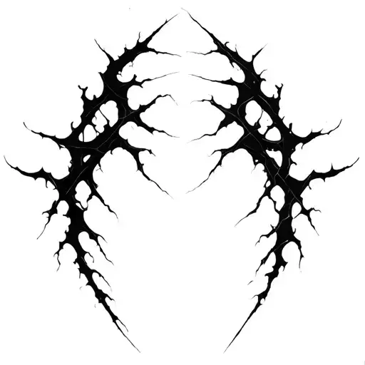 Sharp, abstract lines like tendons or energy cracks. Flowing, aggressive, irregular shape, no shading. tattoo design idea