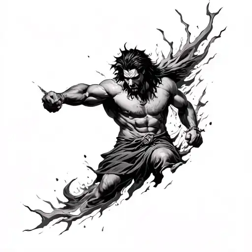 Samson breaking free tattoo design idea