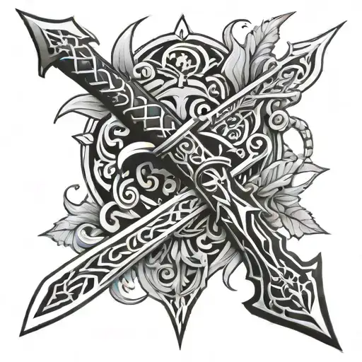 neo tribal sword gothic style tattoo design idea