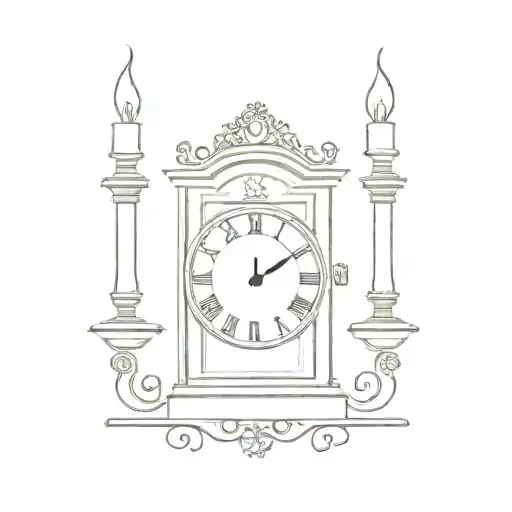 a mantle clock and a candelabra dancing tattoo design idea