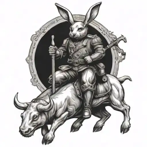 rabbit and bdsm Dom riding a bull tattoo design idea