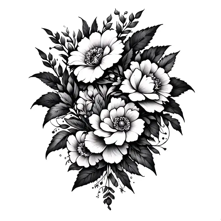 shoulder tattoo blackwork floral that can then be made into a sleeve tattoo design idea