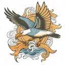 albatross  swooping down to catch fish  tattoo design idea