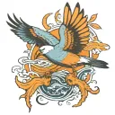 albatross  swooping down to catch fish  tattoo design idea