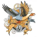 albatross  swooping down to catch fish  tattoo design idea