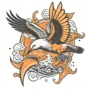 albatross  swooping down to catch fish  tattoo design idea