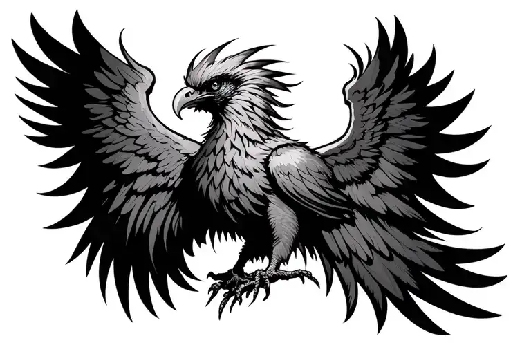 phoenix bird rising Phoenix wings spread tattoo design idea