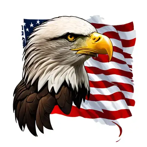 American flag and bald eagle head tattoo tattoo design idea