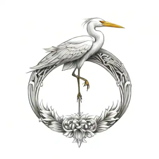 cover up egret tattoo design idea