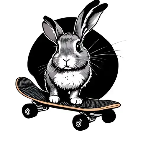 rabbit riding a a skate board design tattoo design idea