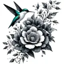wrap around flowers w hummingbird tattoo design idea