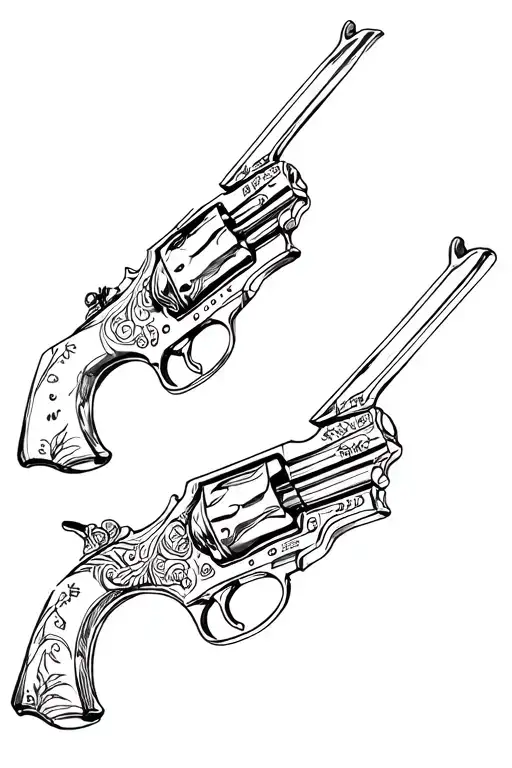 punchy western guns tattoo design idea