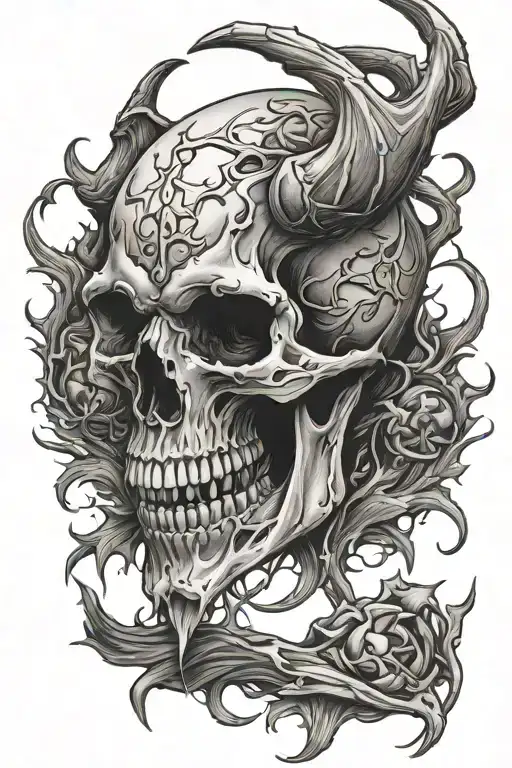 wendigo skull tattoo design idea