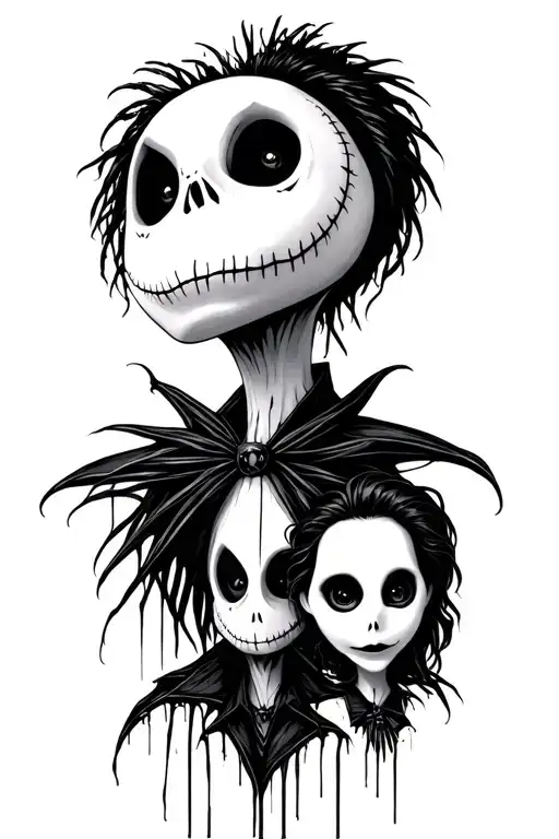 Jack Skellington Edward Scissorhands and Beetlejuice tattoo design idea