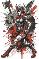 valkyrie with axe tattoo design idea