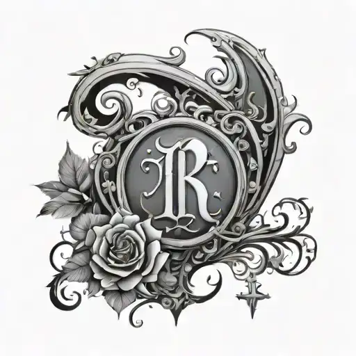 Design a gothic tattoo with the letter R and E tattoo design idea