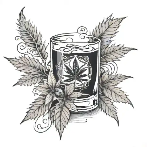 alcohol and cannabis tattoo design idea
