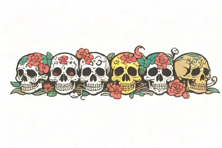 kawaii skulls tattoo design idea