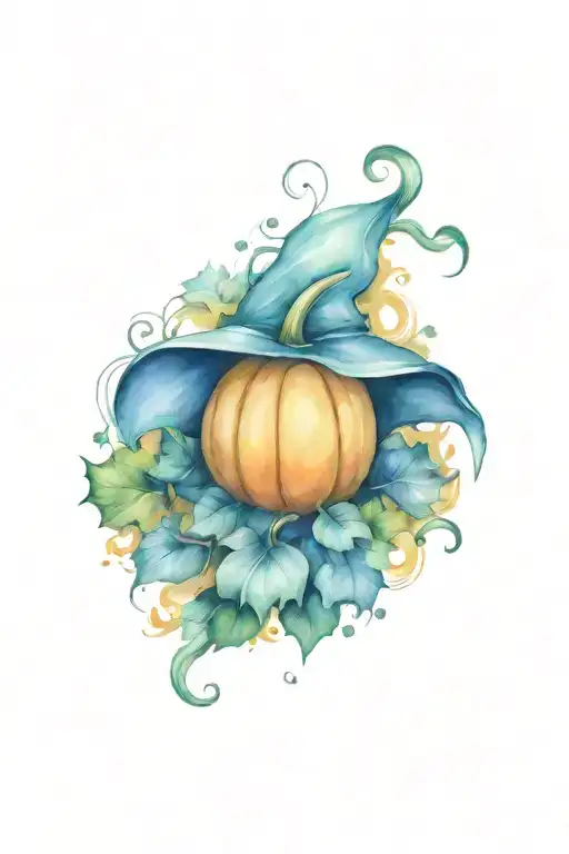 Pumpkin flower hat cartoon tattoo design idea