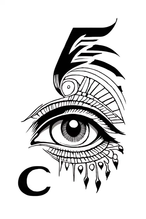 Horus eye with initial C r tattoo design idea