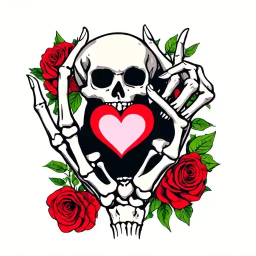 skeleton hand ASL I love you sign tattoo design idea