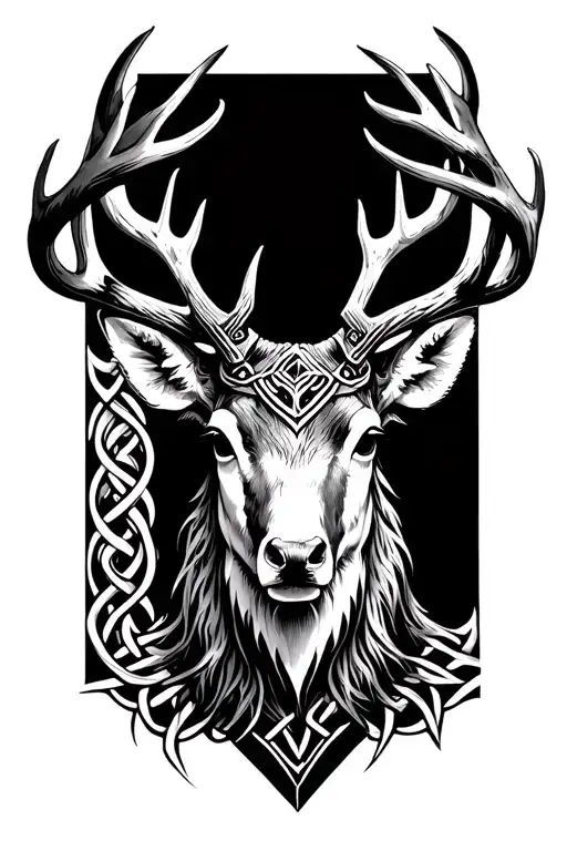 celctic warrior celtic deer head tattoo design idea