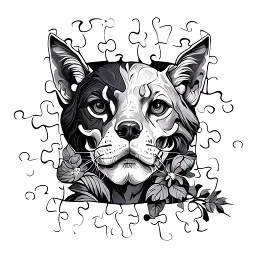 fine line jigsaw puzzle tattoo design idea
