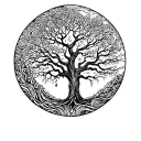 Circular tree coverup tattoo design idea