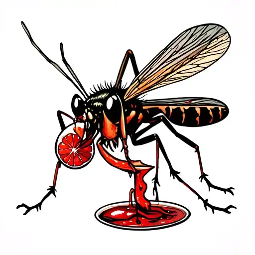 mosquito drinking a bloody mary tattoo design idea
