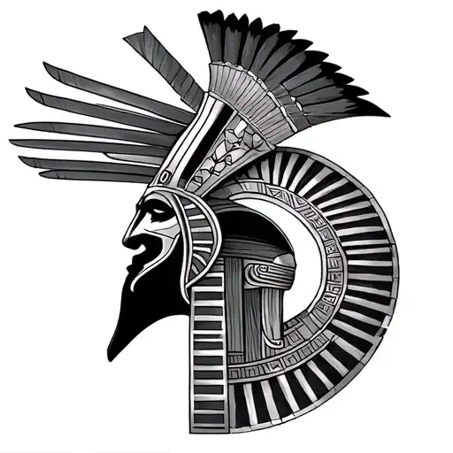 Ancient Greece. 300 Spartans. Egyptian gods in the style of Partak tattoo design idea