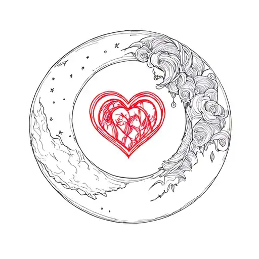 Jungkook, Moon, Heart, BTS Logo Combined tattoo design idea