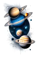 solar system planets tattoo design idea