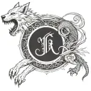 white wolf and black dragon wrapped tattoo design idea