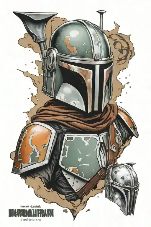 mandalorian logo merged tattoo design idea