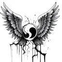 Hidden and controlled anger with semi-colon for survival and angels wings one open one broken tattoo design idea