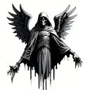 grim reaper with arms out with wings back tattoo  tattoo design idea