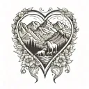mountain heart shape tattoo design idea