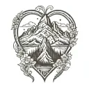 mountain heart shape tattoo design idea
