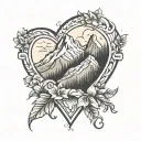 mountain heart shape tattoo design idea